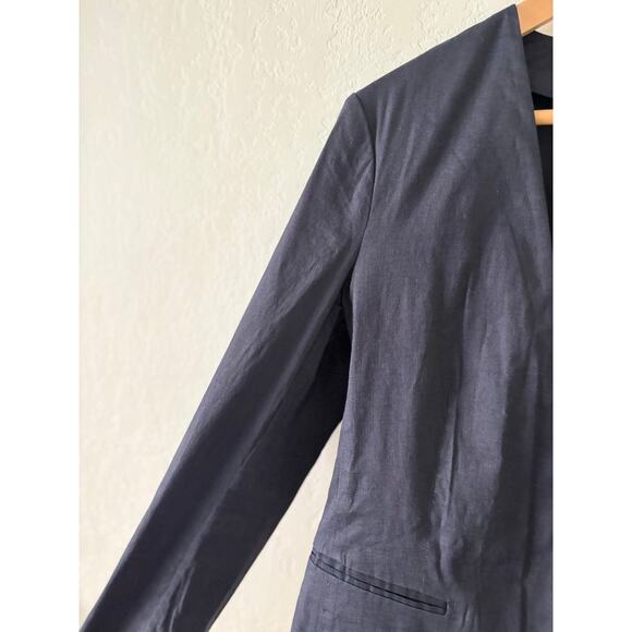 Theory Women's Benefield Open Navy Linen Blazer Size 4 - Picture 4 of 11